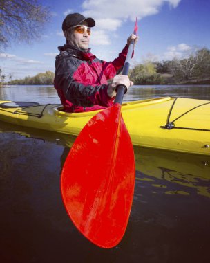 Kayak.A çift Hilal Lake olimpik Park, ABD üzerinde Kayak