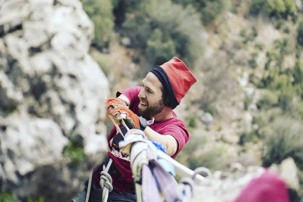 Caminar Por Una Línea Cielo Carnaval Turco Highline Antalya — Foto de Stock