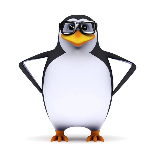 3D tučňák studentské ruce v bok — Stock fotografie