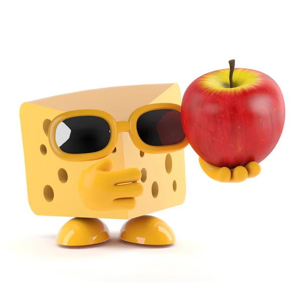 3d Швейцарський сир містить яблуко — стокове фото