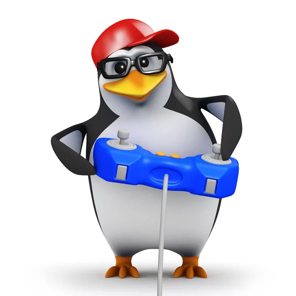 3d pinguim gamer — Fotografia de Stock