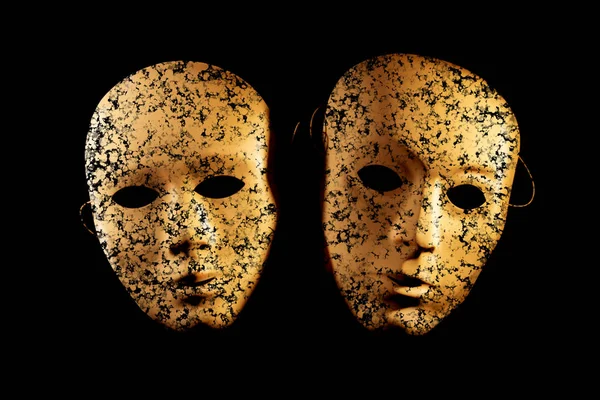 Kamienne Maski Mężczyzny Kobiety Czarnym Tle — Zdjęcie stockowe