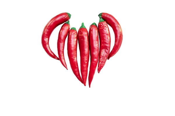 Peperoncino Rosso Forma Cuore Sfondo Bianco Forma Cuore — Foto Stock