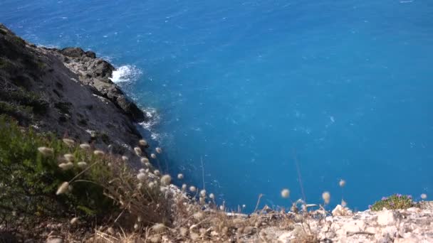 4k Beach Landschap, Uitzicht op de Middellandse Zee vanuit de lucht, Lefkada Island, Griekenland, Tropisch strand — Stockvideo