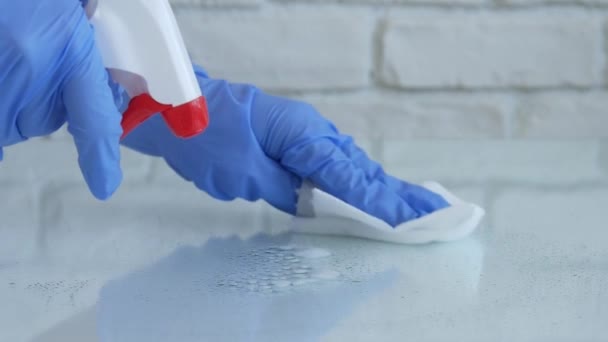 Desinfectar Superficie Del Brote Pandémico Coronavirus Desinfectante Hospitales Para Enfermedad — Vídeos de Stock