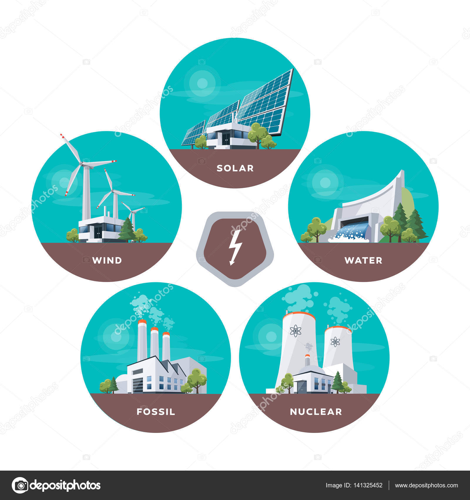 Electric power station types Stock Vector by ©petovarga 141325452