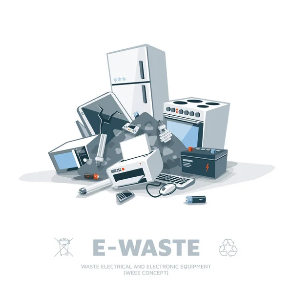 E-waste Pile — Stock Vector