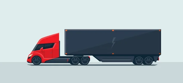 Modern Futuristic Electric Semi Truck with Trailer — Stock Vector