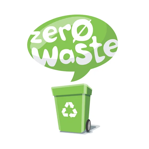 Zero odpadów tekst znak ze śmietnika — Wektor stockowy