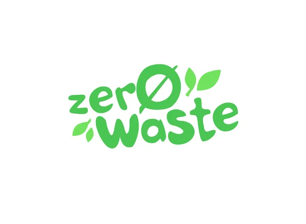 Zero Waste Texto Título Firma con hojas — Vector de stock
