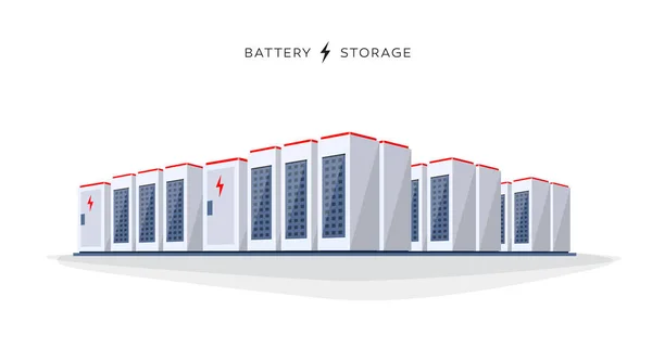 Sistema de almacenamiento en la nube de batería grande aislado — Vector de stock