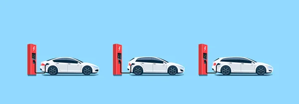 Electric Cars Charging at the Charging Station — Stock Vector