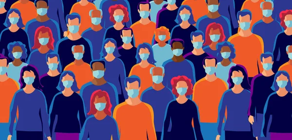 Grupa Osób Noszących Ochronną Maskę Medyczną Ochrony Zapobiegania Wirusom Chorobom Ilustracje Stockowe bez tantiem