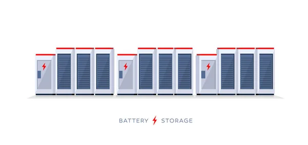 Illustration Vectorielle Grandes Batteries Lithium Ion Rechargeables Stationnaires Pour Production — Image vectorielle