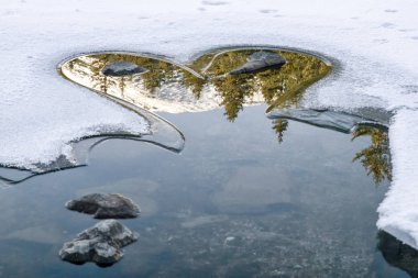 Yansıma donmuş gölde - hearrt şekil