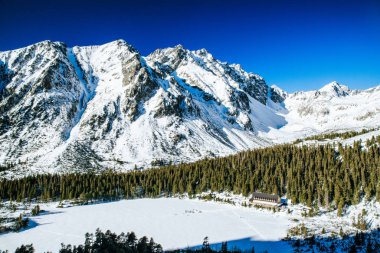 Frozen lake Popradske pleso in High Tatras, Slovakia clipart
