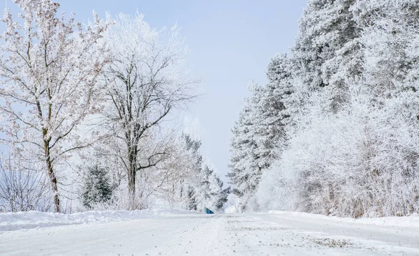 Üres road, téli országban — Stock Fotó