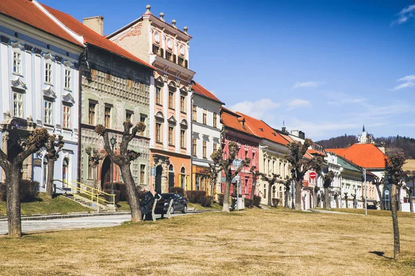 Oude huizen in het centrum van stad Levoca, Slowakije — Stockfoto