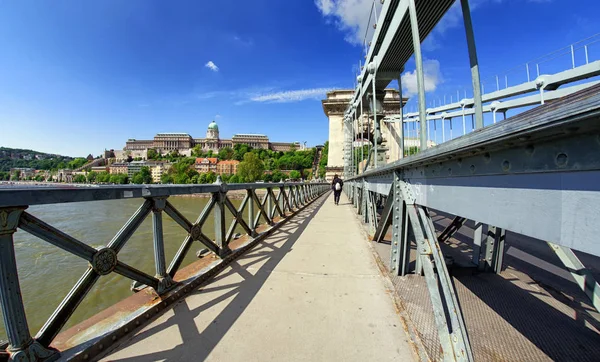 부다페스트, 헝가리에서 체인 다리에서 부 다 성 — 스톡 사진