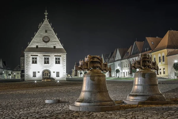 Historische stad Bardejov bij nacht, Slowakije — Stockfoto