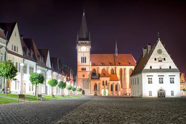 Historic square in Bardejov at night, Slovakia — Stock Photo, Image