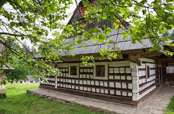 在村子里，斯洛伐克的木制平房 — 图库照片