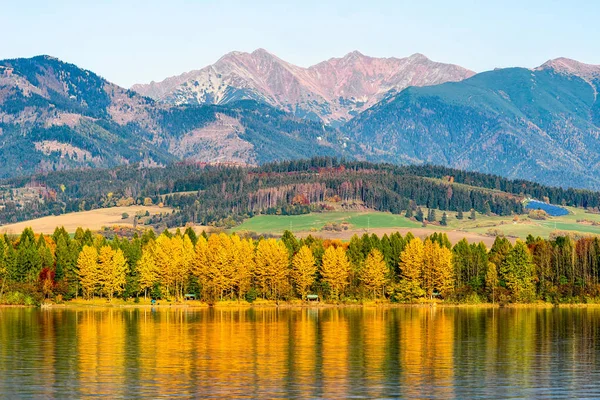 Reflection of autumn trees on lake — Stock Photo, Image