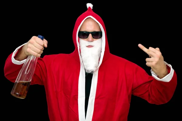 Santa with bottle of alcohol — Stock Photo, Image