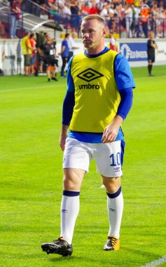 Ruzomberok, Slovakya - 3 Ağustos: Futbol yıldızı Wayne Rooney Mfk Ruzomberok ile Everton F.C. 3 Ağustos 2017 yılında Ruzomberok tarih arasındaki Uefa Avrupa Ligi maçında