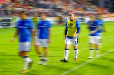 Ruzomberok, Slovakya - 3 Ağustos: Futbol yıldızı Wayne Rooney Mfk Ruzomberok ile Everton F.C. 3 Ağustos 2017 yılında Ruzomberok tarih arasındaki Uefa Avrupa Ligi maçında