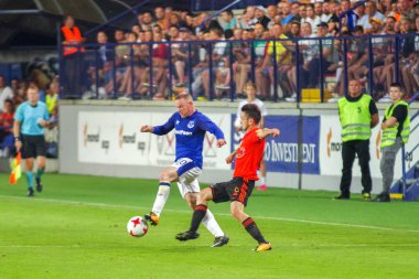 Ruzomberok, Slovakya - 3 Ağustos: Futbol yıldızı Wayne Rooney Mfk Ruzomberok ile Everton F.C. 3 Ağustos 2017 yılında Ruzomberok tarih arasındaki Uefa Avrupa Ligi maçında