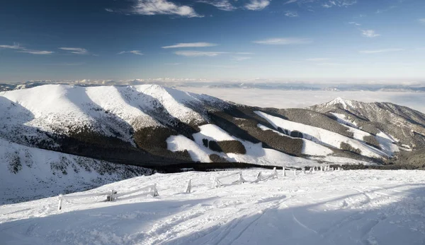 Snowy hill i bergen. Låga Tatrabergen, Slovakien — Stockfoto