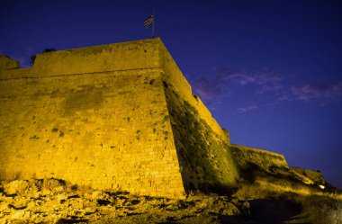 Fortezza Rethymno gece, Crete Adası - Yunanistan