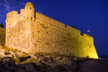 Fortezza Rethymno gece, Crete Adası - Yunanistan