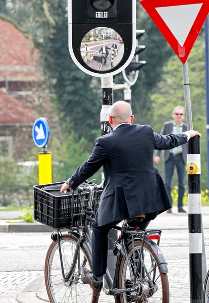 Közlekedési lámpa, kerékpár — Stock Fotó