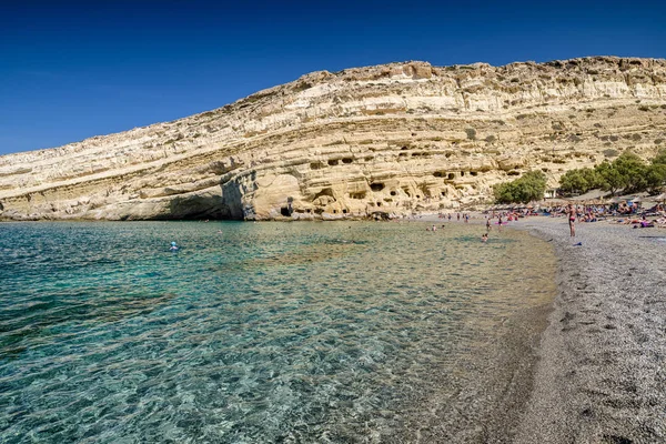 Praia de Matala em Creta, Grécia — Fotografia de Stock