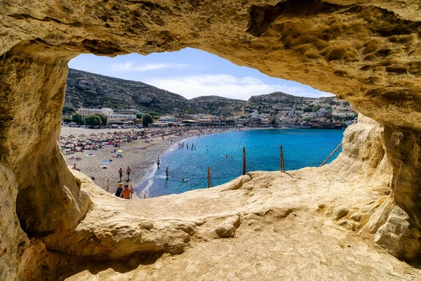 Matala beach na Krecie, Grecja — Zdjęcie stockowe