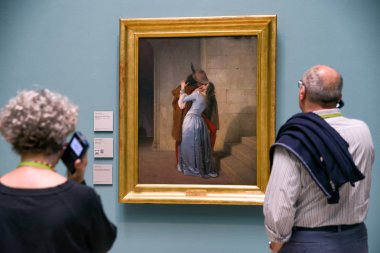 Hayez painting The Kiss in Brera Art gallery , Milan clipart