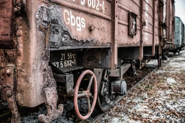 Old wagon on rails — 스톡 사진