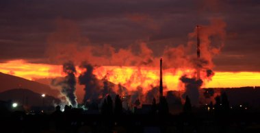 Smoke frome chimney in factory. Air pollution