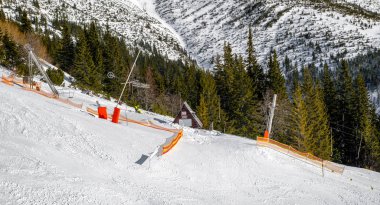 Empty slope and surface lift in resort Chopok Juh at Low Tatras 
