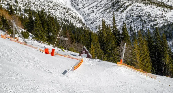 Empty slope and surface lift in resort Chopok Juh at Low Tatras — Stock Photo, Image