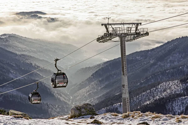 Demanovska Dolina Slovakia December Cabins Cableway Ski Resort Jasna Low — Stock Photo, Image