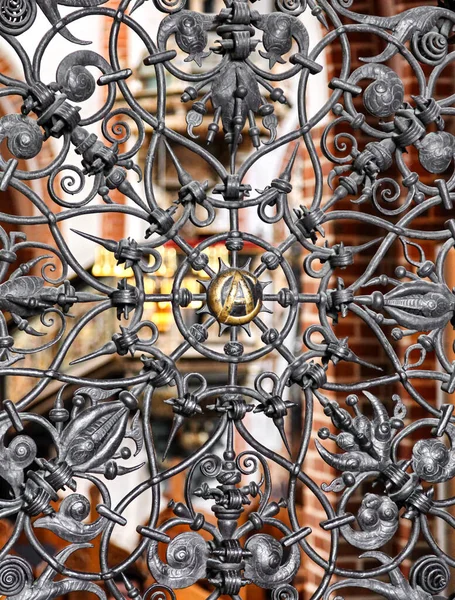 Hermosa Cerca Forjada Con Elementos Decorativos Forjados Catedral Roskilde Dinamarca — Foto de Stock
