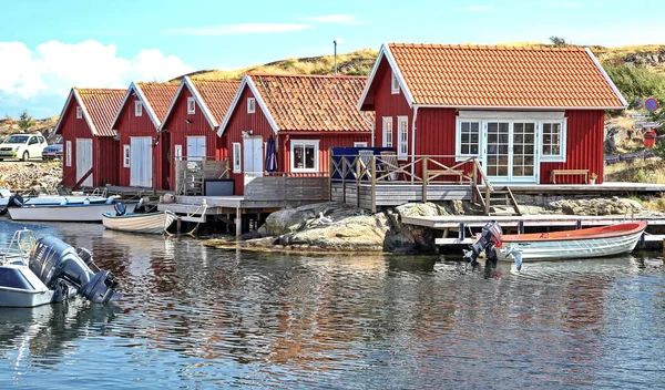 Smogen Sweden 2012年8月4日 漁村の典型的な赤の家 Smogen — ストック写真
