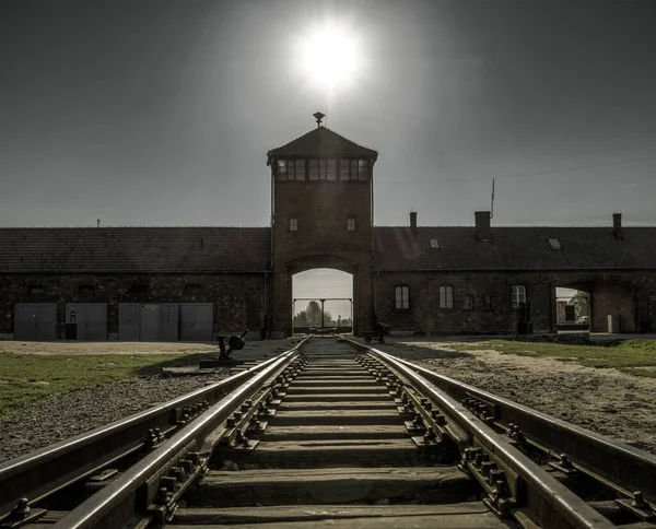 Rails Naar Het Concentratiekamp Auschwitz Birkenau Polen — Stockfoto