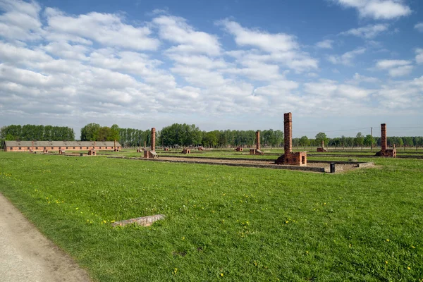 Ruínas Quartel Campo Concentração Auschwitz Birkenau Polónia — Fotografia de Stock