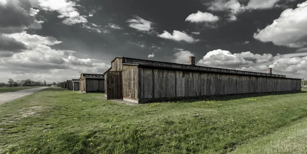 Barakkok Auschwitz Birkenau Koncentrációs Táborban Brzezinkában Lengyelországban — Stock Fotó