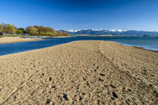 Dry Soil Water Reservoir Liptovska Mara Slovakia Low Tatras Mountains — Stock Photo, Image