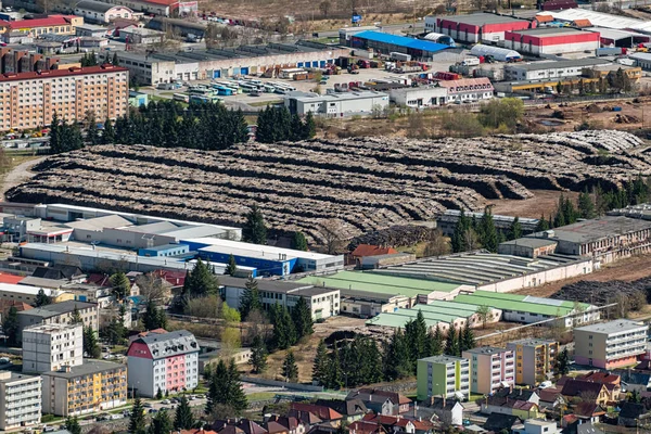 Slovakya Nın Ruzomberok Kasabasının Yukarısındaki Depoda Kereste Kütükleri Var — Stok fotoğraf